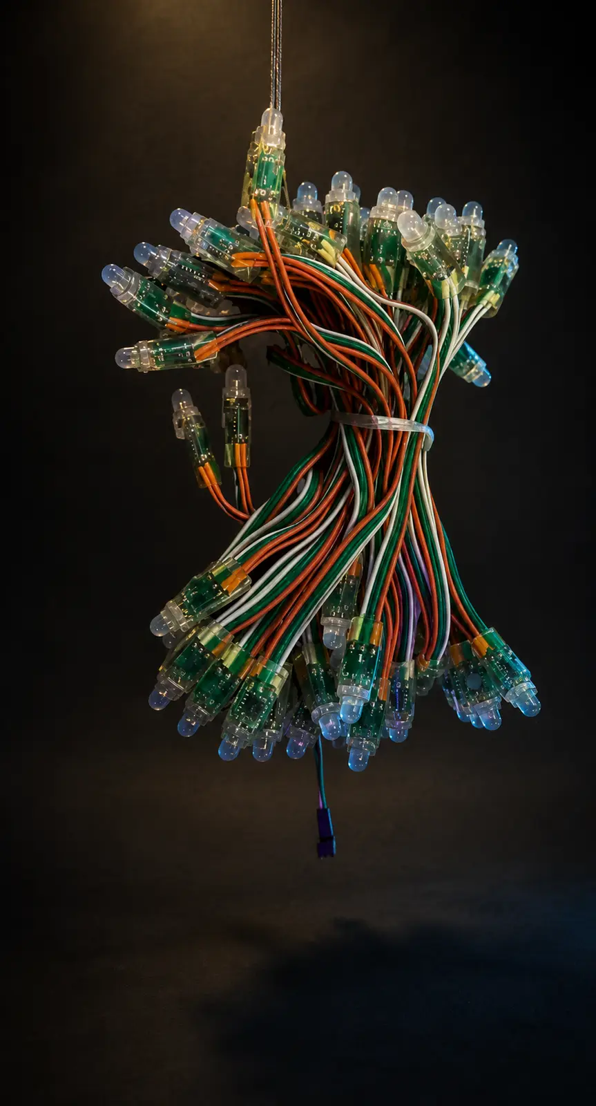Multicolour pixel LED chain, the string used across a Navratri entrance gate